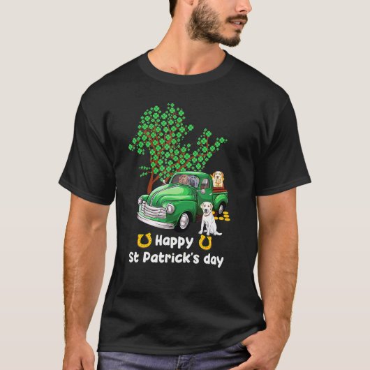 Labrador Retriever St Patricks Day Truck Shamrock T-shirt (Voorkant)