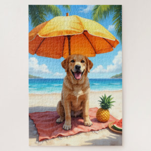 Labrador Retriever Strand Relax Scène Legpuzzel