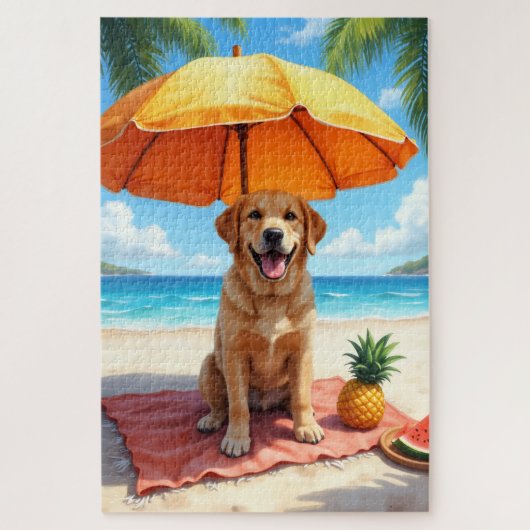 Labrador Retriever Strand Relax Scène Legpuzzel (Verticaal)