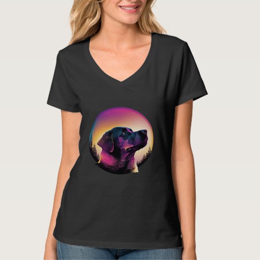 Labrador Retriever Synthwave 80s Retrowave Aesthet T-shirt (Voorkant)
