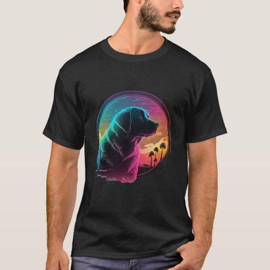Labrador Retriever Synthwave 80s Retrowave Estheti T-shirt (Voorkant)