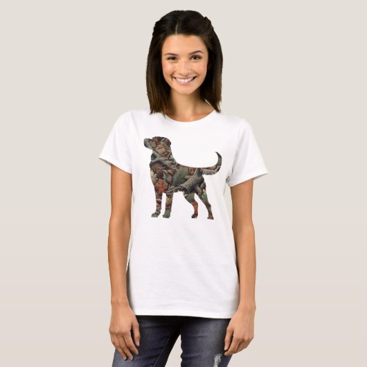 Labrador Retriever T-shirt met camouflage (Voorkant volledig)