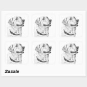 Labrador Retriever Tekening Vierkante Sticker (Vel)