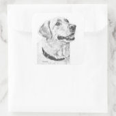 Labrador Retriever Tekening Vierkante Sticker (Tas)
