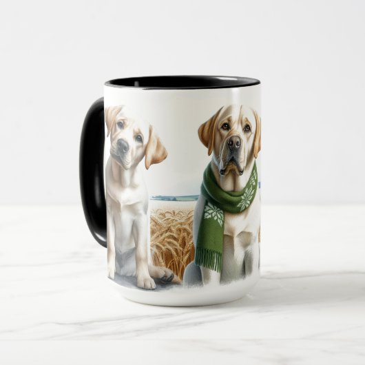 Labrador Retriever Trio Christmas Coffee Mok Cup (Voorkant links)