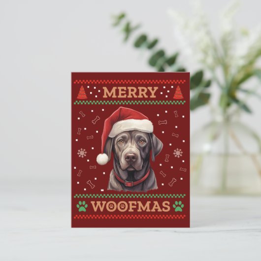 Labrador Retriever Ugly Kerstmis Briefkaart (Staand voorkant)
