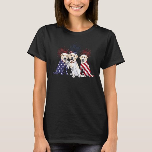 Labrador Retriever US Flag 4th Of July Independenc T-shirt (Voorkant)
