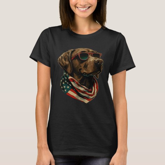 Labrador Retriever USA Flag Canine Dog  4th Of Jul T-shirt (Voorkant)
