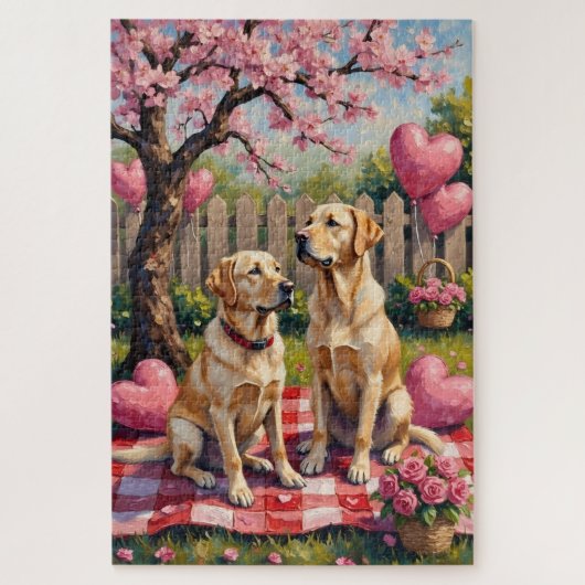 Labrador Retriever Valentijnsdag Kunst Legpuzzel (Verticaal)