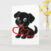 Labrador Retriever Valentijnskaarten Kaart (Gele Bloem)