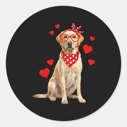 Labrador Retriever Valentines Day Dog Lover Heart  Ronde Sticker (Voorkant)