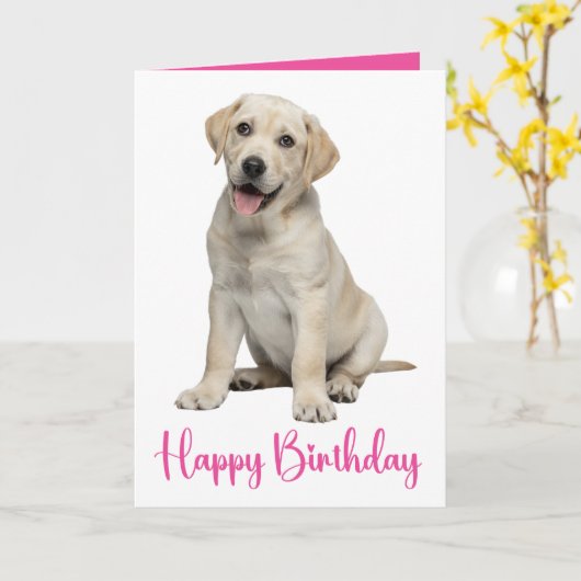 Labrador Retriever Verjaardag Yellow Lab Puppy Hon Kaart (Gele Bloem)