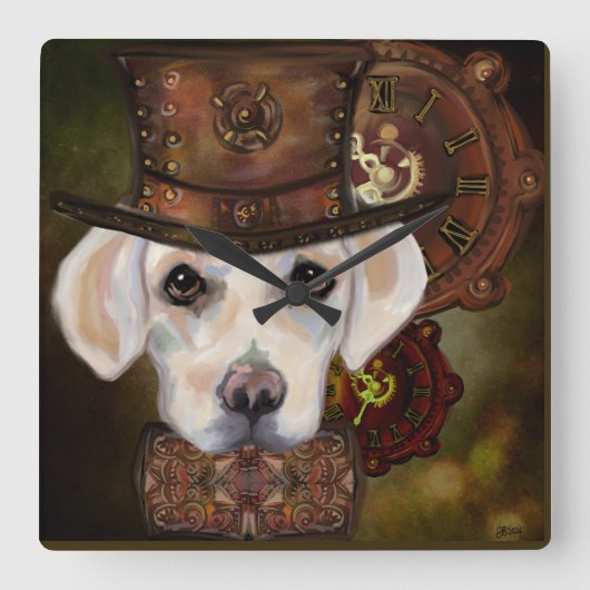 Labrador Retriever Vierkante Klok (Voorkant)