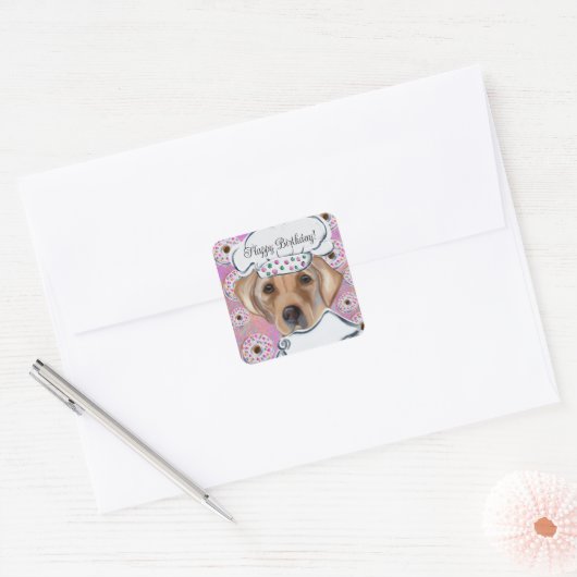 LABRADOR RETRIEVER VIERKANTE STICKER (Envelop)