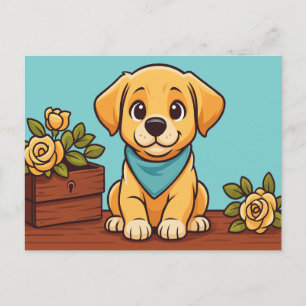 Labrador Retriever Vintage Mooie Puppy Hondenportr Feestdagenkaart