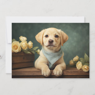 Labrador Retriever Vintage Mooie Puppy Hondenportr Feestdagenkaart