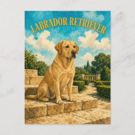 Labrador Retriever, Vintage Watercolor Honden Kuns Briefkaart