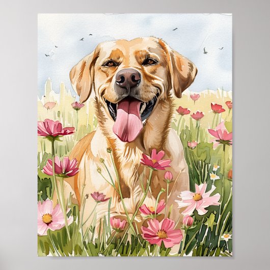 Labrador Retriever Waterverf Poster Dog Art (Voorkant)