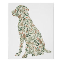 Labrador Retriever Wildflower Botanische Kunstprin