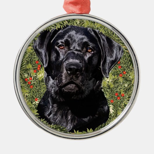 Labrador Retriever Wreath Metalen Ornament (Voorkant)