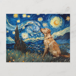 Labrador Retriever Yellow Lab Dog Sterrennacht Briefkaart