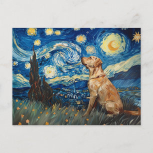 Labrador Retriever Yellow Lab Dog Sterrennacht Briefkaart