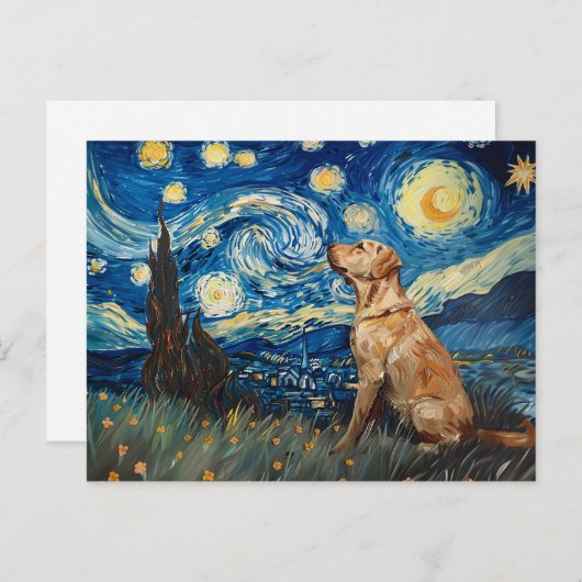 Labrador Retriever Yellow Lab Dog Sterrennacht Briefkaart (Voorkant / Achterkant)