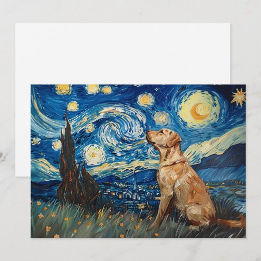 Labrador Retriever Yellow Lab Dog Sterrennacht Kaart (Voorkant / Achterkant)