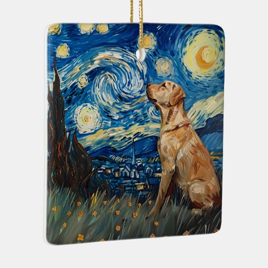 Labrador Retriever Yellow Lab Dog Sterrennacht Keramisch Ornament (Rechts)