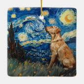 Labrador Retriever Yellow Lab Dog Sterrennacht Keramisch Ornament (Achterkant)