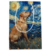 Labrador Retriever Yellow Lab Dog Sterrennacht Medium Cadeauzakje (Voorkant)