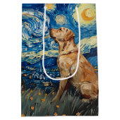 Labrador Retriever Yellow Lab Dog Sterrennacht Medium Cadeauzakje (Achterkant)