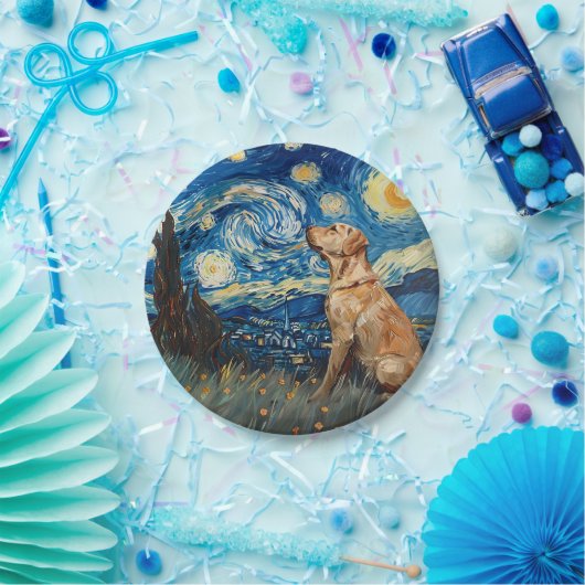 Labrador Retriever Yellow Lab Dog Sterrennacht Papieren Bordje (Feest)