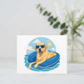 Labrador Retriever Zomer Boot Avontuur Briefkaart (Staand voorkant)
