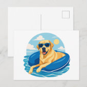 Labrador Retriever Zomer Boot Avontuur Briefkaart (Voorkant / Achterkant)