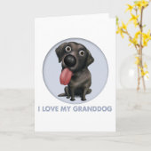 Labrador Retriever (zwart) Granddog Kaart (Gele Bloem)