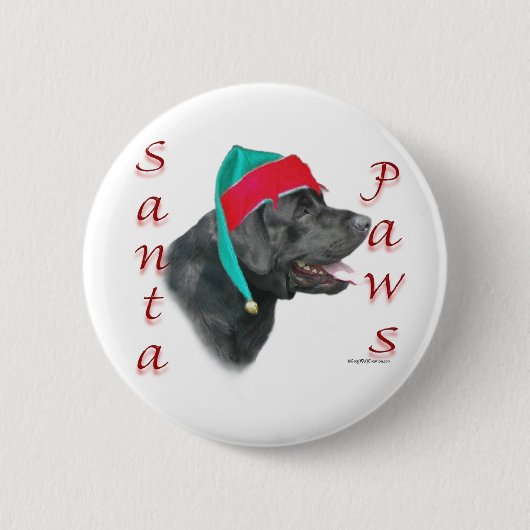 Labrador Retriever (zwart) Santa Paws Ronde Button 5,7 Cm (Voorkant)