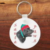 Labrador Retriever (zwart) Santa Paws Sleutelhanger (Voorkant)
