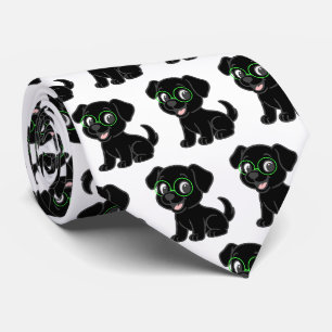 Labrador Retriever Zwarte Cartoon Met Bril Stropdas
