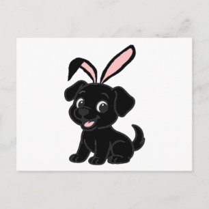 Labrador Retriever Zwarte Pasen Zittende Cartoon Briefkaart