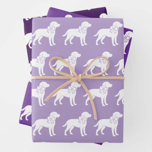 Labrador Retrievers Dog Gift Bow Pattern Inpakpapier Vel (In situ)