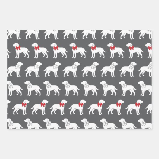 Labrador Retrievers Dog Gift Bow Pattern Inpakpapier Vel (Voorkant 3)