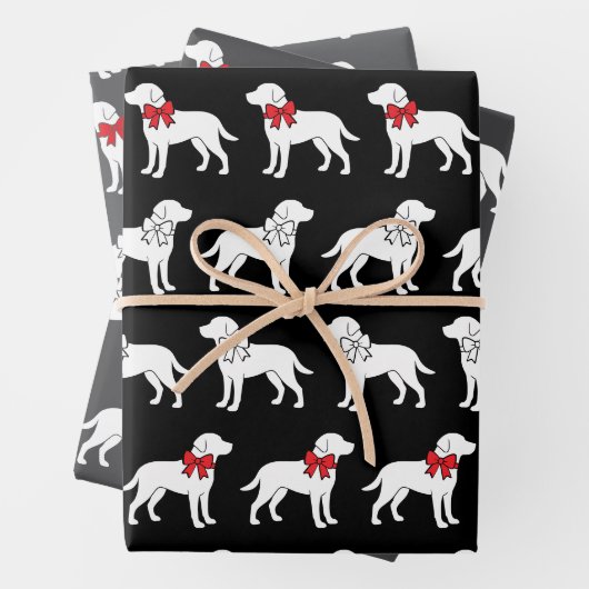 Labrador Retrievers Dog Gift Bow Pattern Inpakpapier Vel (In situ)