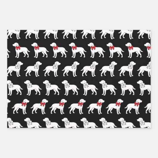 Labrador Retrievers Dog Gift Bow Pattern Inpakpapier Vel (Voorkant)