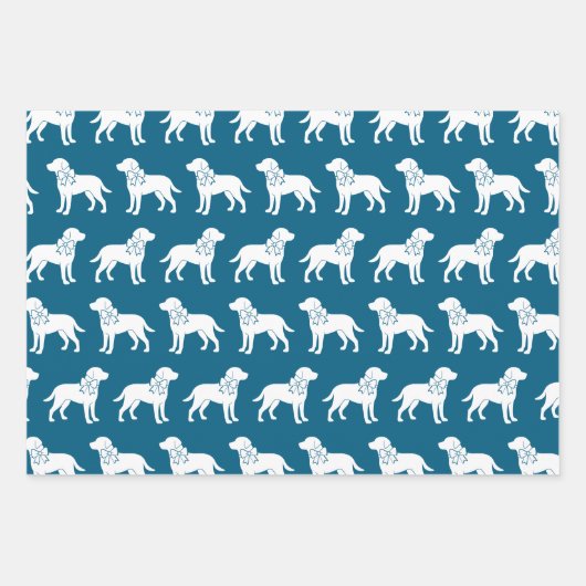 Labrador Retrievers Dog Gift Bow Pattern Inpakpapier Vel (Voorkant)
