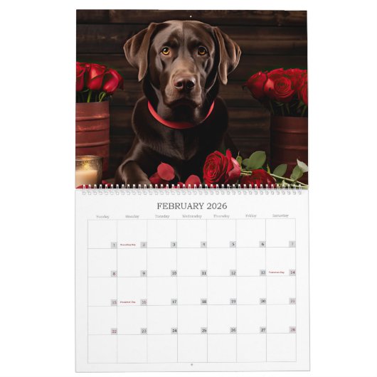 Labrador Retrievers Floral Kalender (Feb 2026)