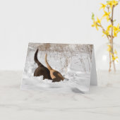 Labrador Retrievers graven in sneeuw begroeting Kaart (Gele Bloem)