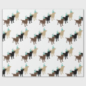Labrador Retrievers in Birthday Party Pet Cadeaupapier (Vlak)