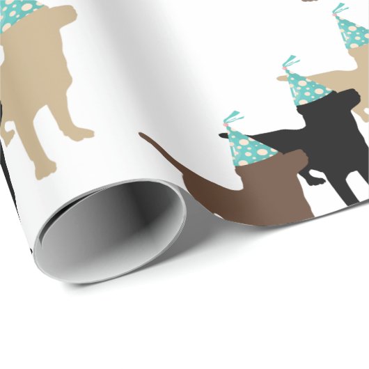 Labrador Retrievers in Birthday Party Pet Cadeaupapier (Rol Hoek)