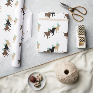 Labrador Retrievers in Birthday Party Pet Cadeaupapier
